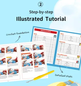 Pagina di istruzioni per tutorial di uncinetto dettagliata con manuale di lavoro DIY.