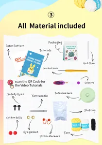 Kit uncinetto per principianti fai da te coniglietto pasqua filato materiale con strumenti e guida