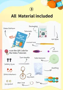 DIY Häkelset für niedliche Hasen und Karotten Puppen, komplett mit allen Materialien und Anleitung.