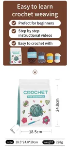Kit da uncinetto per principianti con gomitoli e video tutorial passo dopo passo per il fai da te.