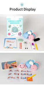 Kit da uncinetto per principianti, include gomitoli di filato colorato e ferri per bambole fai da te.
