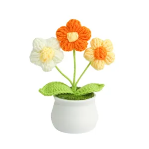 Fleur de bouffée au crochet faite à la main petit pot bureau décor bureau ornement