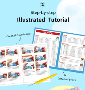 Detailed crochet tutorial instruction page with step-by-step guide and pattern charts.