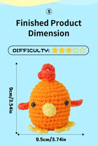 Bambola di tacchino all'uncinetto fatta a mano visualizzazione dimensione finita.