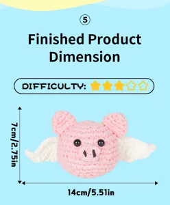Crochet pig doll finished product dimension guide DIY handmade cute animal knit toy decor