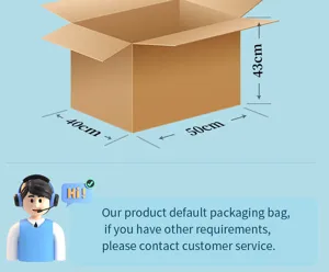 Karton Verpackung Schachtel Detail mit Abmessungen 50x40x43cm und Kundenservice Hinweise.