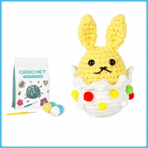 Kit per Uncinetto DIY per Principianti Bambola Coniglietto Pasquale Fatto a Mano Set di Filati per Lavorare a Maglia con Uncinetto e Accessori