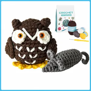 Kit per Uncinetto per Principianti Bambola Animale Gufo e Topo Artigianato di Lavoro a Maglia DIY con Filato Uncinetti e Tutorial Video in Inglese