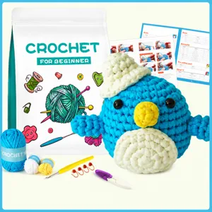 Kit de Crochet pour Débutants Manchot Peluche Ensemble d'Artisanat DIY Avec Fil Acrylique Crochet et Manuel en Anglais