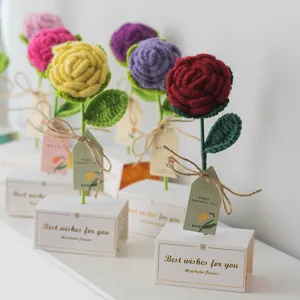 Rose au crochet artisanale boîte cadeau fleur éternelle pour cadeau de Saint-Valentin