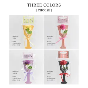 Handcrafted crochet rose flower bouquet with pearl necklace decor, gift size 13x30cm good quality