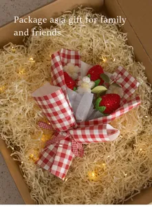 Handcrafted crochet strawberry bouquet gift box for romantic occasions, holidays and home decor