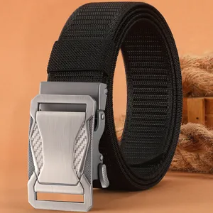 Men Tactical Nylon Belt Alloy Automatic Buckle Casual Outdoor Versatile Pant Belt