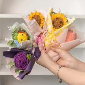Handcrafted crochet sunflower and rose bouquet gift for teachers day and valentine day