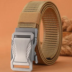 Mens tactical nylon belt with alloy buckle, durable outdoor casual trouser belt for men.