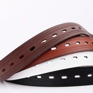 Men casual retro leather belt with punched holes and multi-color design for daily wear.