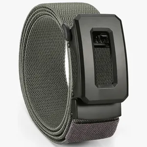 Durable elastic tactical belt for outdoor casual wear with a secure modern metal buckle.