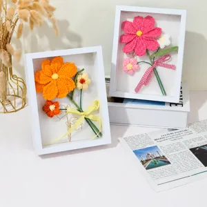 Cadre Photo en Fil Fleur Tissé à Main Ornement de Fleur Artificielle Décor de Bureau Cadeau de Fête des Professeurs Décoration Maison