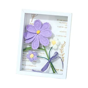 Cadre photo 3D avec fleurs au crochet artisanales décoration cadeau mignon pour maison