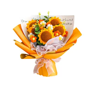Bouquet de tournesols au crochet fait main cadeau pour élégante fleur en laine