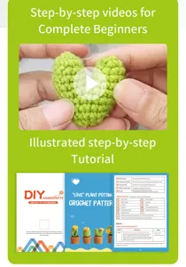 Kit de ganchillo DIY para plantas en maceta con tutoriales en vídeo e instrucciones.