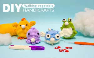Häkeln DIY Set für süße Tierpuppen mit Garn Füllwatte Nadel Werkzeugen für Handarbeitsprojekte.
