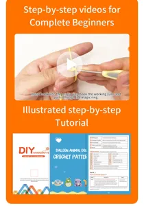 Komplettes Anfänger Häkelset mit Schritt-für-Schritt Video-Tutorials und Anleitungen.
