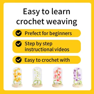 DIY crochet kit for beginners lily of the valley glass dome handmade yarn craft decor