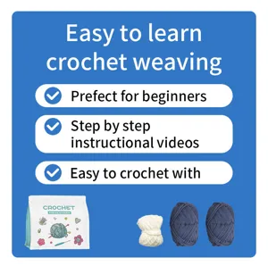 Beginner crochet kit with yarn and step-by-step video instructions for DIY weaving crafts.
