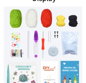Kit uncinetto natalizio per principianti set filato fai da te con strumenti e istruzioni per bambole