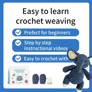 Crochet kit for beginners DIY yarn weaving craft set with cute elephant doll model