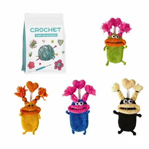 Kit De Crochet Débutant Pour Débutants Laine DIY Sac À Clés De Voiture Drôle Ensemble D'Artisanat Avec Vidéo Tutoriel Anglais Accessoires