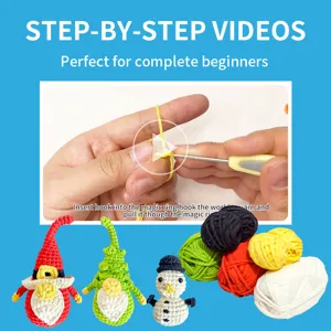 Kit per uncinetto di Natale per principianti con video tutorial passo dopo passo e filato.