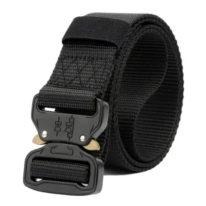 Men Tactical Belt Heavy Duty Nylon Webbing Quick Release Metal Buckle Military Training Outdoor Work Belt