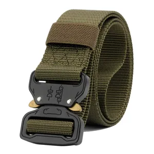 Men tactical nylon belt with heavy duty quick release metal buckle outdoor training.