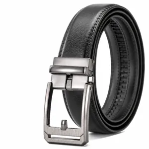 Heren Automatische Gesp Leren Riem Splitleder Zakelijk Casual Tailleband Verstelbare Mode Broekriem