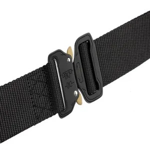 Tactical belt metal quick release buckle heavy duty nylon webbing outdoor training gear