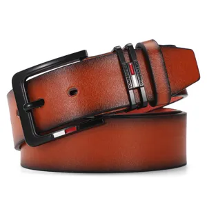 Men's leather belt vintage gradient brown pin buckle casual trousers belt stylish accessory