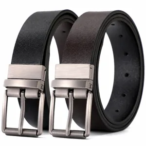Ceinture en Cuir Décontractée d'Affaires pour Hommes Boucle à Ardillon Rotative Automatique Boucle en Métal Polyvalente Ceinture Ajustable
