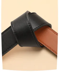 Men's classic dual-color leather belt detail view, premium split leather casual waistband.