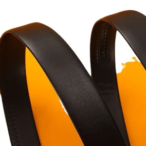 Men black split leather belt strap detail shot, premium casual waist belt for men.
