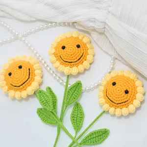 Handgemachte gehäkelte Smiley Sonnenblumen Blumenstrauß künstliche Blumen Geschenk Geburtstag