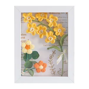 Cornice portafoto fiori all'uncinetto fatto a mano in legno 3D regalo e decorazione