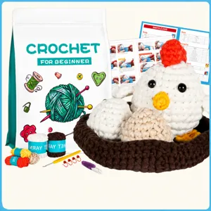 Kit de Crochet DIY pour Débutants Jolie Poupée Poulet Fil Crochet Fait Main Ensemble de Tricot avec Tutoriel en Anglais