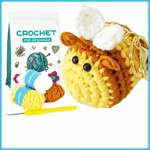 Häkelset Für Anfänger DIY Garn Handwerksset Süße Bienenpuppe Mit Häkelnadeln Und Schritt-Für-Schritt Anleitung Für Erwachsene Kinder Bastelliebhaber