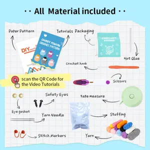 Kit per Uncinetto DIY per Principianti Pinguino Peluche Uncinetto Filato Set Artigianale Pacchetto di Materiale per Lavorazione a Maglia Fatto a Mano Con Tutorial