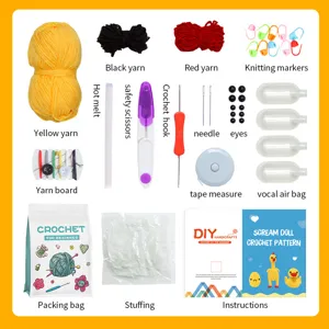 Kit de ganchillo para principiantes con hilo, agujas y manual para hacer bonitos patos de juguete.
