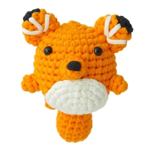 Handgemachte Häkel-Fuchs-Puppe süßes Strickgarn Plüschtier Stofftier DIY Materialset neu