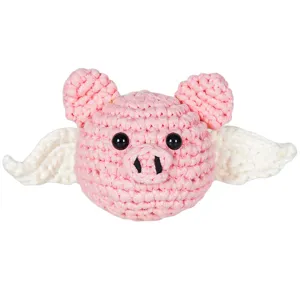Handmade crochet pig doll DIY kit cute flying pig with wings yarn craft gift keychain