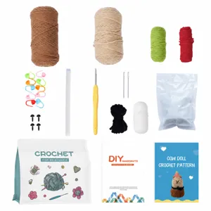 Σετ βελονάκι DIY για αρχάριους πλήρες σετ νήματος με γέμιση και εύκολο σχέδιο οδηγός